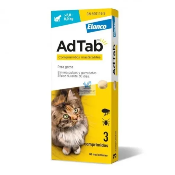 ADTAB GATO 2-8 kg 48 mg Comprimidos Antiparasitario para Gatos