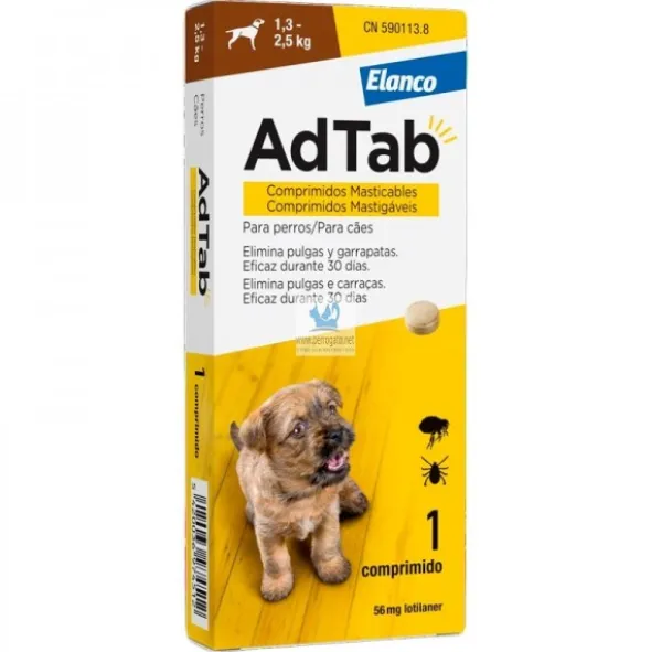 ADTAB PERRO 1,3-2,5 kg (Marron) Comprimidos Antiparasitarios para Perros