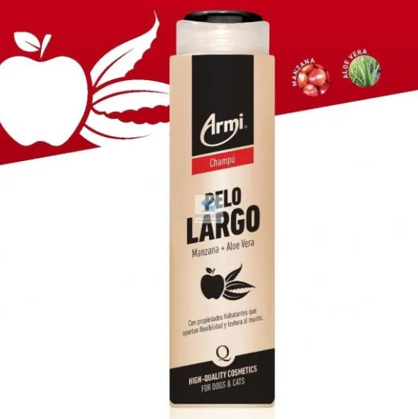 CHAMPU PELO LARGO MANZANA Y ALOE VERA ARMI Champu para perros