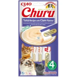 CHURU CAT ATUN-ALMEJAS 12 unidades (4 X 14 g) Comida para Gatos