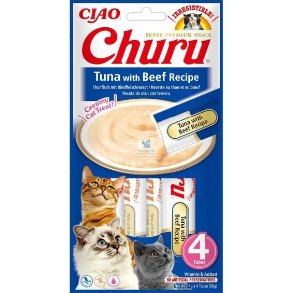 CHURU CAT ATUN-TERNERA 4 X 14 g (Caja 12 ud) Comida para Gatos