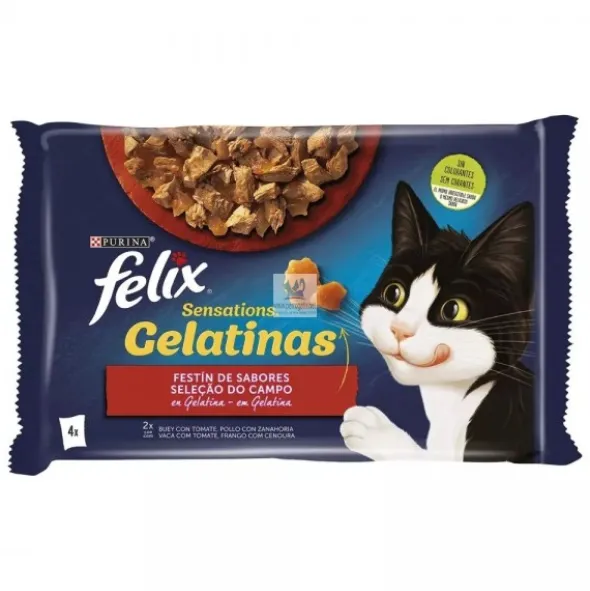 FELIX SENSATIONS FESTIN SABORES 12x(4x85 g) Comida para gatos