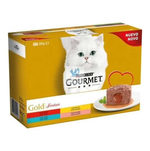 GOURMET GOLD FONDANT 8x(12x85 g) POLLO+BUEY Comida para Gatos