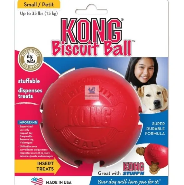 KONG BALL BISCUIT ROJA Dispensador de comida para Perros y Gatos