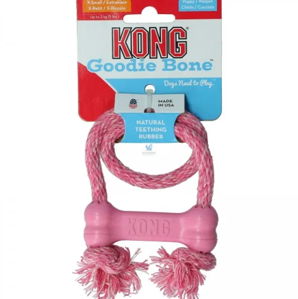 KONG PUPPY GOODIE BONE ROSA CUERDA S Juguetes para Perros