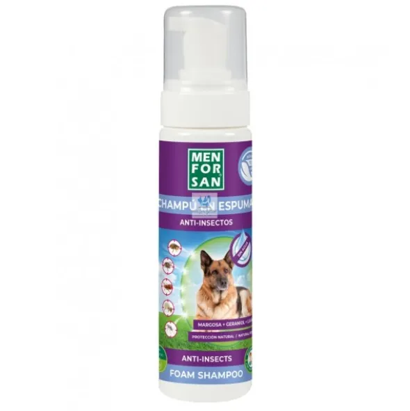 MENFORSAN CHAMPU ESPUMA ANTI INSECTOS PERRO Y GATO 200 ml Champu para Perros y Gatos