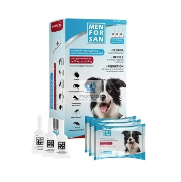 MENFORSAN 3 PIPETAS ANTIPARASITARIAS PERROS 10-25 Kg Antiparasitario externo