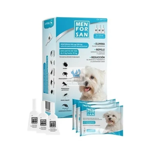 MENFORSAN 3 PIPETAS ANTIPARASITARIAS PERROS 4-10 Kg Antiparasitario externo