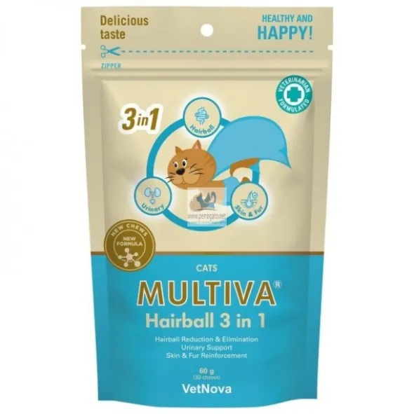 MULTIVA HAIRBALL 3 EN 1 30 Chews Laxante para bolas de pelo en gatos