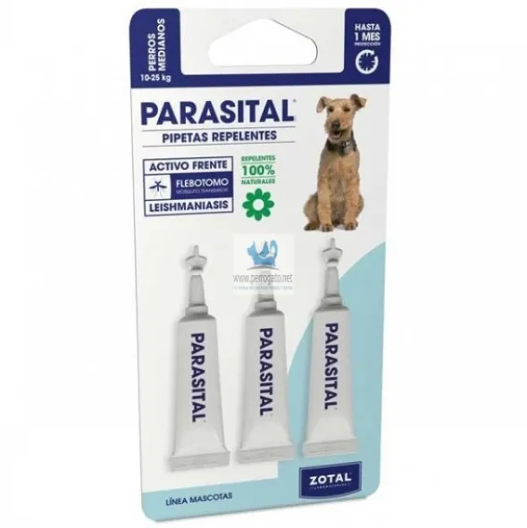 PARASITAL PIPETAS PERROS 10-25 kg 3 pipetas Antiparasitario Externo