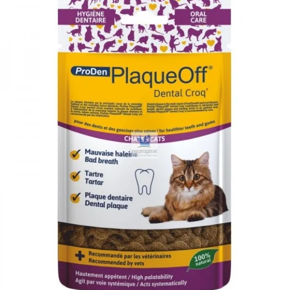 PLAQUEOFF CAT DENTAL CROQ'S 60 gramos Higiene Bucal de Gatos