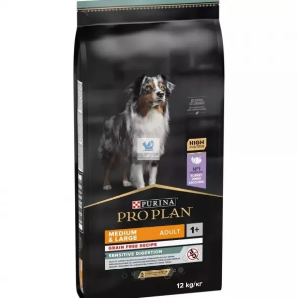 PRO PLAN CANINE MEDIUM-LARGE DIGESTION GRAIN FREE 12 Kg PAVO Pienso para Perros