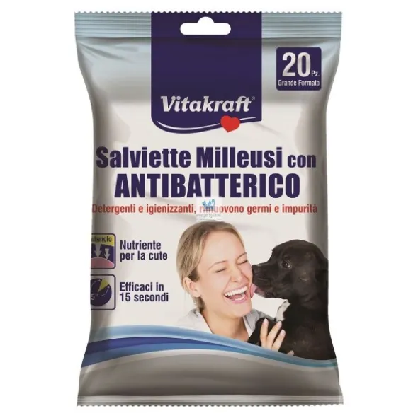 TOALLITAS VITAKRAFT ANTIBACTERIAS MULTIUSOS 20 Unidades Higiene de perros y Gatos